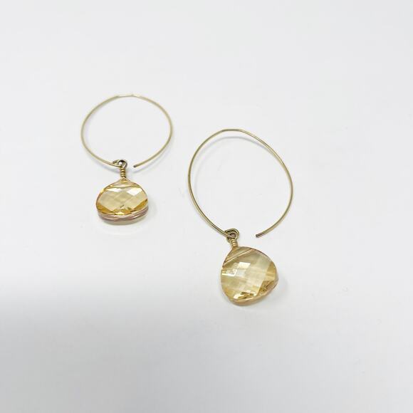 Strathmore Classic GF Champagne Earrings 14K Gold Teardrop Crystal Swarovski - Picture 2 of 4